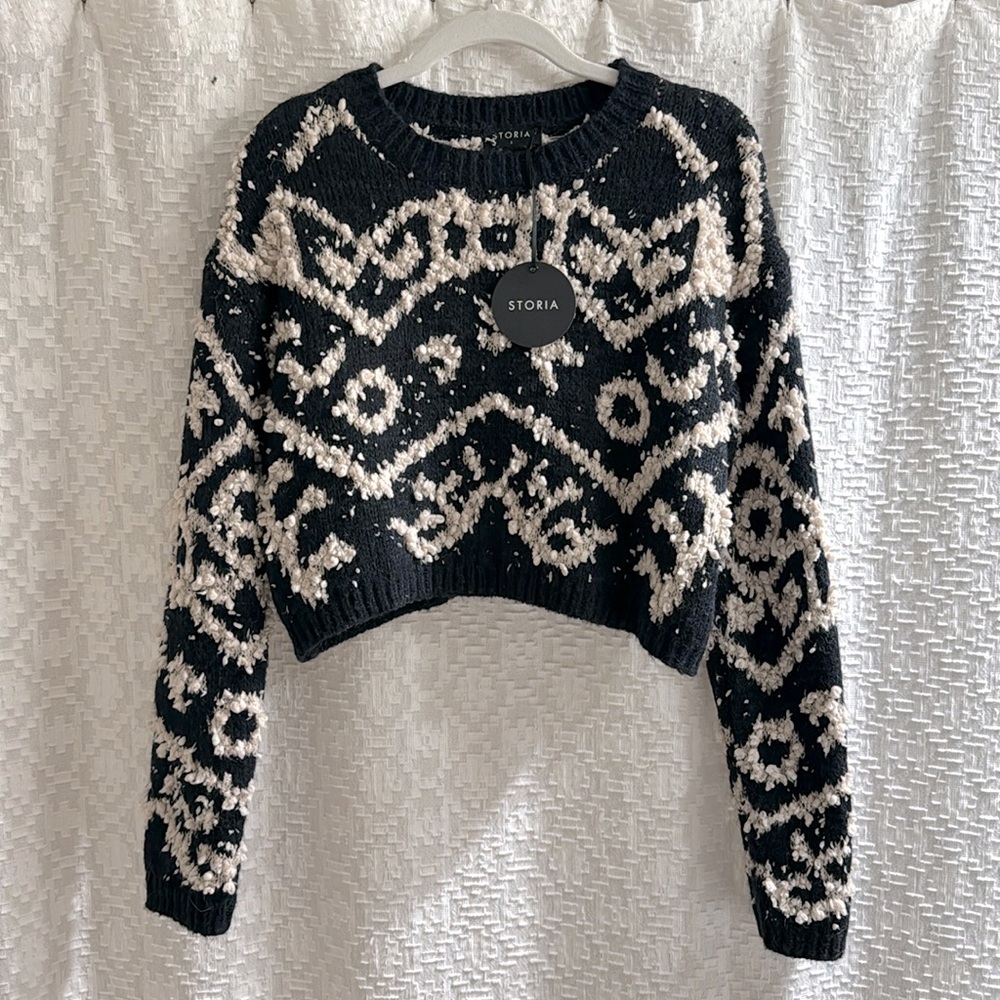 STORIA - Cropped pattern sweater - Size S